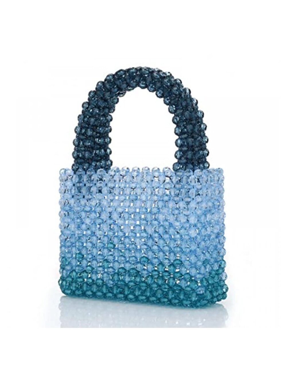 Acrylic Beaded Evening Bag Handmade Gradient Transparent Tote for Wedding Party